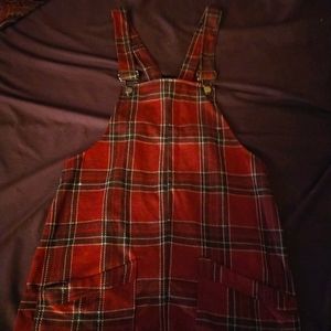 Plaid overall dress